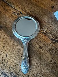 Specchio da mano vintage argentato stile barocco