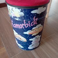 sgabello pouf in latta vintage anni '90
