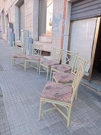 6 sedie in Rattan con seduta in alcantara