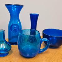 Set vasi in cristallo blu