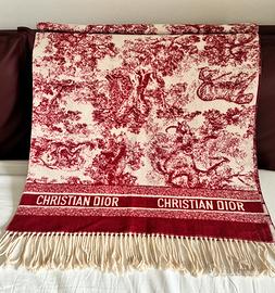 Christian Dior sciarpa scialle lana cashmere rosso