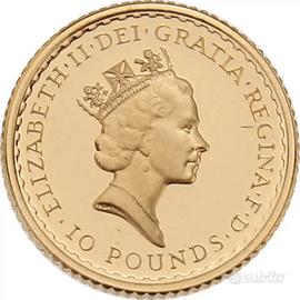 Moneta La Britannia d'oro da 1/10 di oncia 1988
