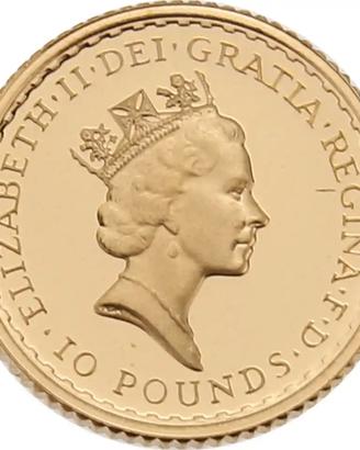 Moneta La Britannia d'oro da 1/10 di oncia 1988