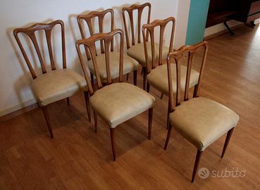 Set di 6 sedie mid-century modern in similpelle