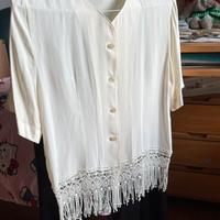 Casacca in misto seta e macramé