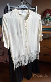 Casacca in misto seta e macramé