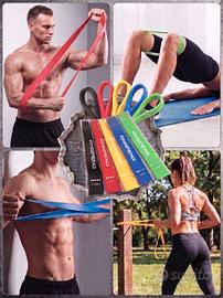5 Fasce elastiche "NUOVE" Esercizi Sport 5 livelli
