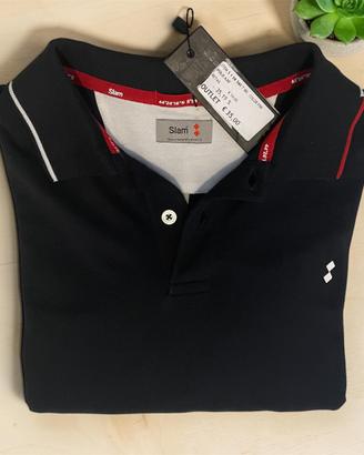 Polo Slam uomo blu navy manica lunga tagliaS nuova