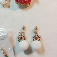 Orecchini pon pon bianco e fiocco di neve