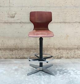 Sgabello Industriale Design Vintage, ferro, legno