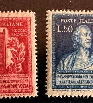 set francobolli Alessandro Volta – 14 settembre 19