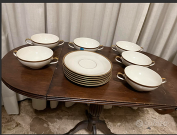 ESCHENBACpregiatoSETconsommèPORCELLANA/OROprimi900