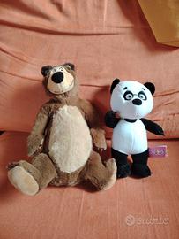 2 pupazzi di masha e orso x bambini 
