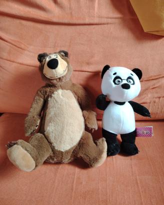 2 pupazzi di masha e orso x bambini 