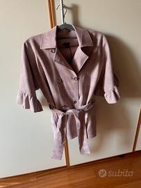 Tailleur tartan rosa, manica ampia, Exon Fashion