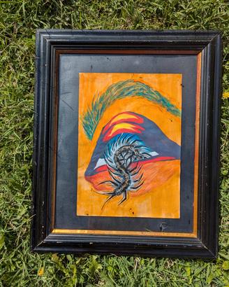 Quadro dipinto a mano con cornice di Legno 