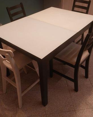 Tavolo cucina Allungabile con piano in vetro