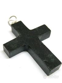 Ciondolo a forma di croce in vera tormalina nera