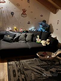 Divano nero due moduli in tessuto lavabile