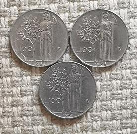 N. 03 monete lire 100 Dea minerva