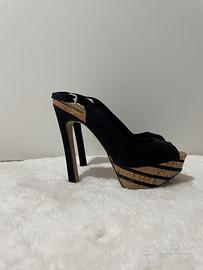 Sandali neri tacco 15 con plateau