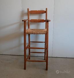 Seggiolone in Legno con Seduta in Paglia
