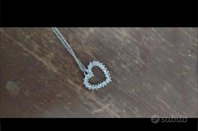 Collana cuore cristalli argento 