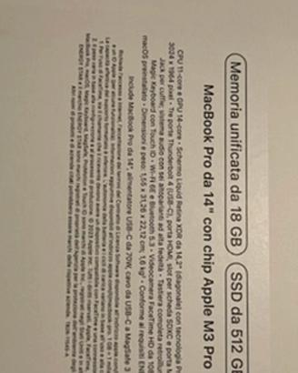 MACBOOK PRO 14" nuovo