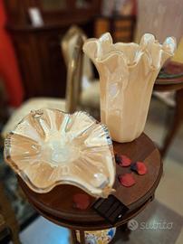 Vaso e centrotavola in vetro artistico di Murano 
