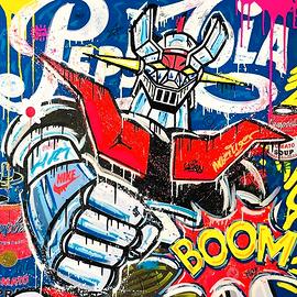 Mazinga z acrilico su tela artista Hok