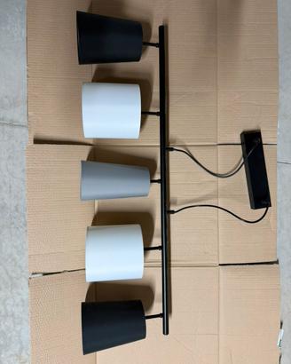 Lampadario moderno Briloner Shades nero 5 luci E14