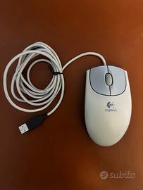 Mouse ottico Logitech Bianco/Grigio con cavo USB