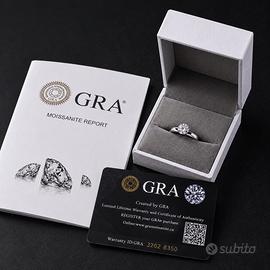 Anello Solitario Moissanite Argento 925 Regolabile