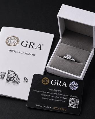 Anello Solitario Moissanite Argento 925 Regolabile