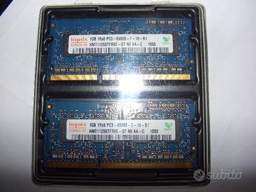 Coppia Memorie RAM SO DIMM DDR3 Hynix 1GB x2 APPLE