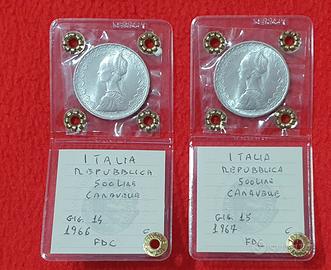 500 lire caravelle argento  1966-1967 periziate