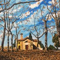 "Chiesa in collina" dipinto di Lorenzo Mesini