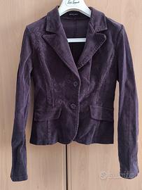 Blazer sciancrato velluto marrone "Moon Light"  S