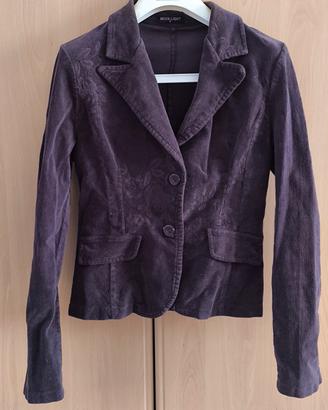 Blazer sciancrato velluto marrone "Moon Light"  S