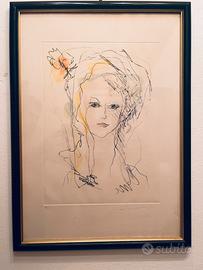 Litografia Ernesto Treccani 3/100 volto femminile