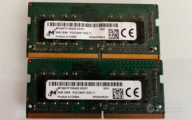 2 banchi RAM MTA8ATF1G64HZ 8GB DDR4‑2400