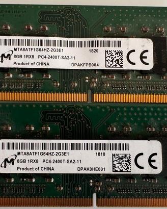 2 banchi RAM MTA8ATF1G64HZ 8GB DDR4‑2400