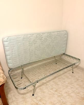 2 reti singole a molle con gambe + 2 materassi