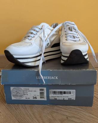 Sneakers in pelle bianca con plateau Lumberjack 36