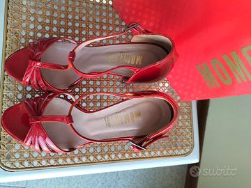 sandalo plateau vernice rossa 