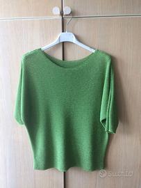 Blusa donna NUOVA lurex verde viscosa