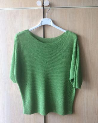 Blusa donna NUOVA lurex verde viscosa