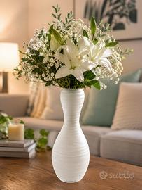 🌿 VASO DECORATIVO IN VETRO SATINATO BIANCO 🌿