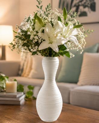 🌿 VASO DECORATIVO IN VETRO SATINATO BIANCO 🌿
