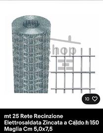 Rete recinzione 25mt alt 1,50 elettrosald zincata